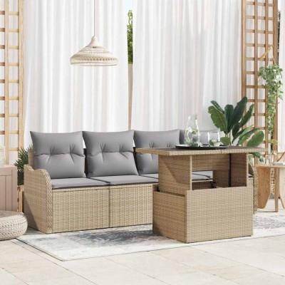 Conjunto de sofá de jardín Manual 5 pcs Beige 100 x 55 x 73 cm