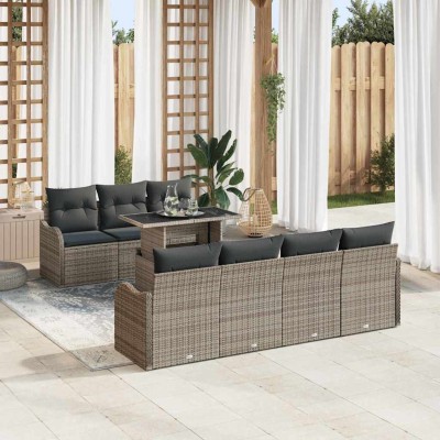 Conjunto de sofá de jardín Manual 8 pcs Gris 100 x 55 x 73 cm
