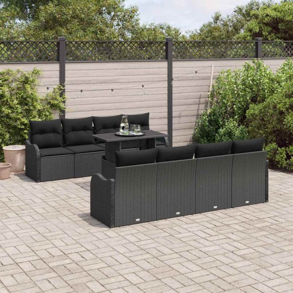 Conjunto de sofá de jardín Manual 9 pcs Negro 100 x 55 x 73 cm