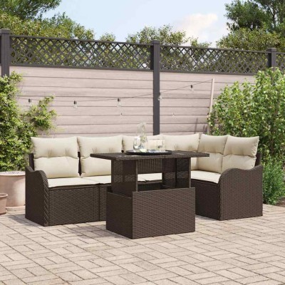 Conjunto de sofá de jardín Manual 6 pcs Marrón 100 x 55 x 73 cm
