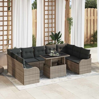 Conjunto de sofá de jardín Manual 10 pcs Gris 100 x 55 x 73 cm