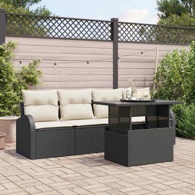 Conjunto de sofá de jardín Manual 5 pcs Negro 100 x 55 x 73 cm