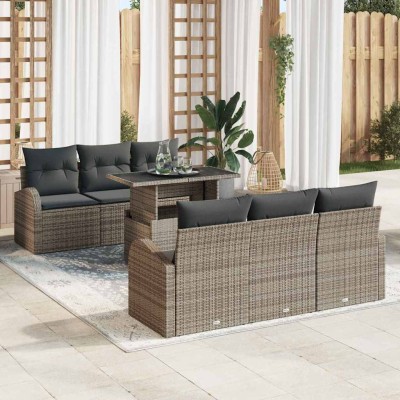 Conjunto de sofá de jardín Manual 7 pcs Gris 100 x 55 x 73 cm