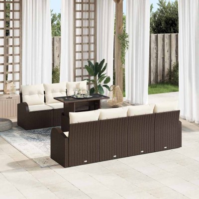 Conjunto de sofá de jardín Manual 8 pcs Marrón 100 x 55 x 73 cm