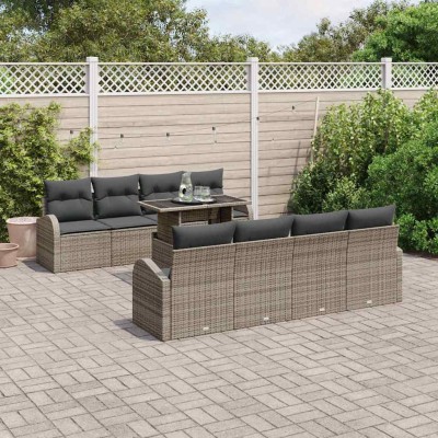 Conjunto de sofá de jardín Manual 9 pcs Gris 100 x 55 x 73 cm