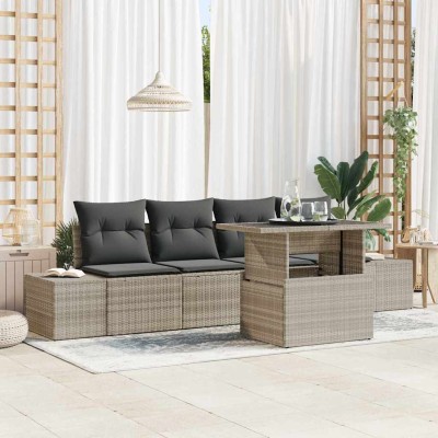 Conjunto de sofá de jardín 5 pcs Gris Claro y Gris Oscuro