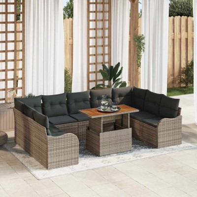 Conjunto de sofá de jardín 10 pcs Gris Poliratán