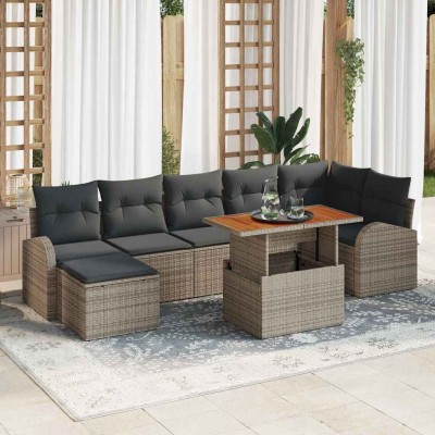 Conjunto de sofá de jardín 8 pcs Gris Poliratán