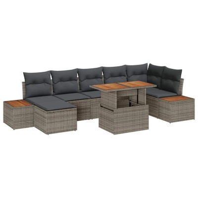 Conjunto de sofá de jardín 8 pcs Gris Poliratán