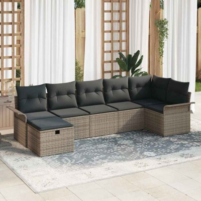 Conjunto de sofá de jardín 7 pcs Gris 297.5 x 132.5 x 85 cm