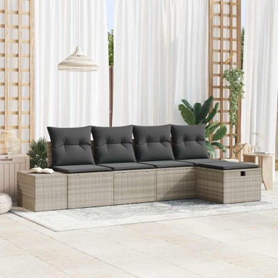 Conjunto de sofá de jardín 5 pcs Gris claro 55 x 62 x 69 cm