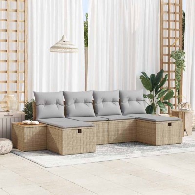 Conjunto de sofá de jardín 6 pcs Beige 55 x 62 x 69 cm