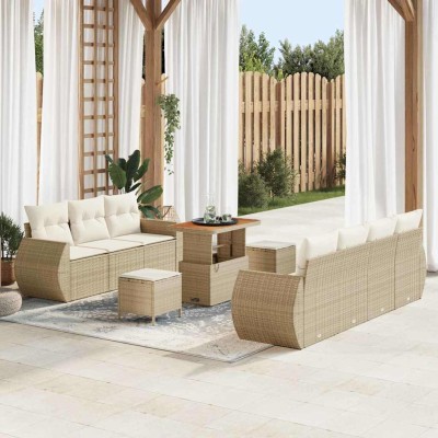 Conjunto de sofá de jardín 10 pcs Beige ratán sintético