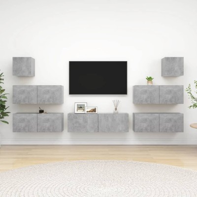 Set de muebles de salón 7 pzas madera ingeniería gris hormigón