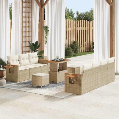 Conjunto de sofá de jardín 10 pcs beige y crema 90 x 55 x 71 cm