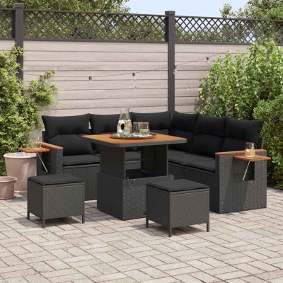 Conjunto de sofá de jardín 8 pcs Negro 80 x 80 x 71 cm