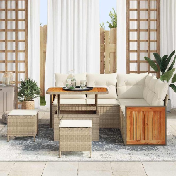 Conjunto de sofá de jardín 8 pcs beige y crema 90 x 55 x 71 cm