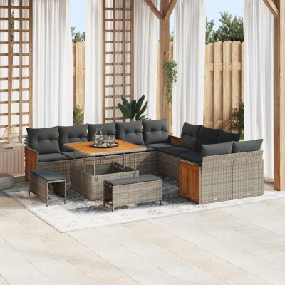 Conjunto de sofá de jardín 13 pcs Gris 100 x 100 x 71 cm