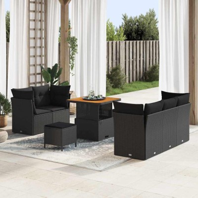 Conjunto de sofá de jardín 8 pcs Negro 80 x 80 x 71 cm