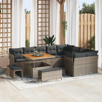 Conjunto de sofá de jardín 12 pcs Gris 100 x 100 x 71 cm