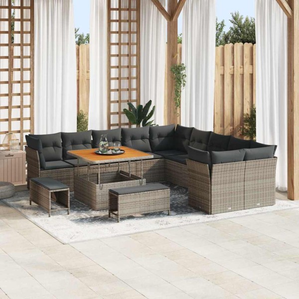 Conjunto de sofá de jardín 13 pcs Gris 100 x 100 x 71 cm