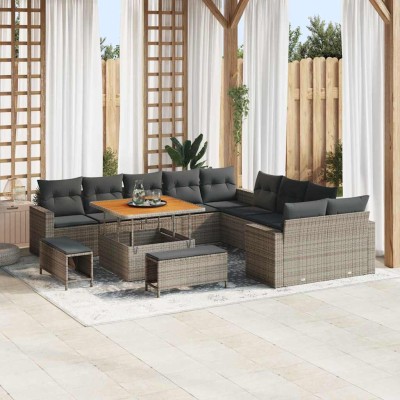 Conjunto de sofá de jardín 13 pcs Gris 100 x 100 x 71 cm