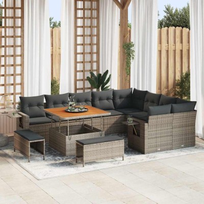 Conjunto de sofá de jardín Manual 12 pcs Gris 100 x 100 x 71 cm