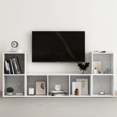 Muebles de salón 3 piezas madera de ingeniería gris brillo