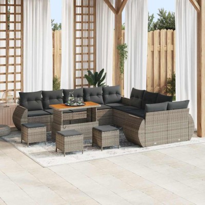 Conjunto de sofá de jardín 14 pcs Gris 110 x 55 x 71 cm