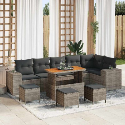 Conjunto de sofá de jardín 10 pcs Gris 110 x 55 x 71 cm