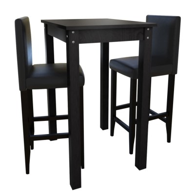 Mesa de bar con 2 sillas de barra negras