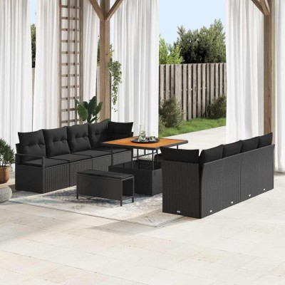 Conjunto de sofá de jardín con cojín Negro 100 x 100 x 71 cm