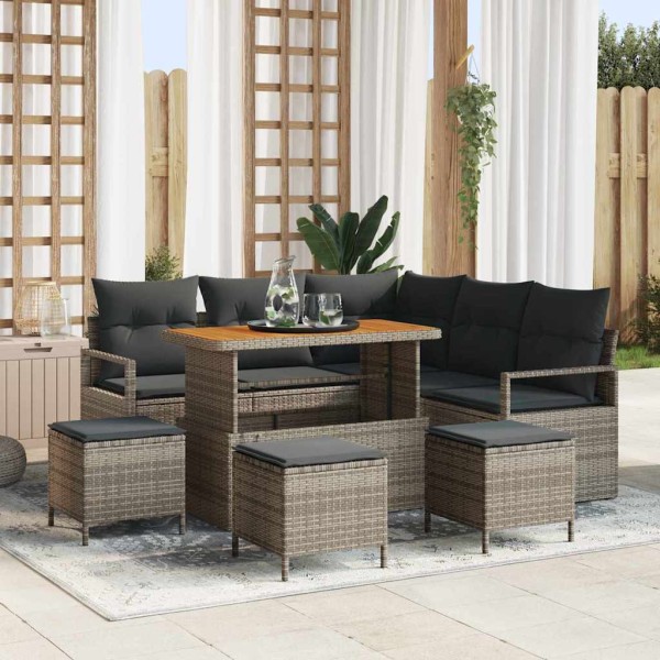 Conjunto de sofá de jardín 9 pcs Gris 110 x 55 x 71 cm