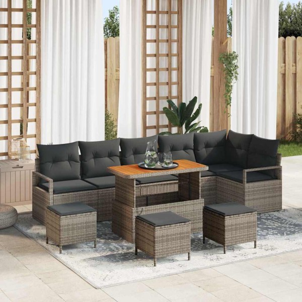Conjunto de sofá de jardín 10 pcs Gris 110 x 55 x 71 cm