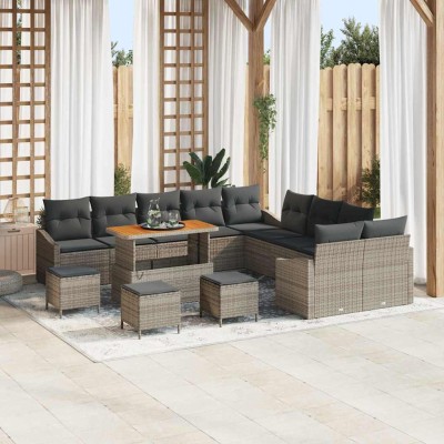 Conjunto de sofá de jardín 13 pcs Gris Claro y Gris Oscuro