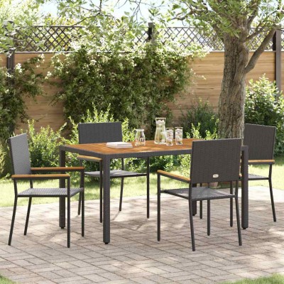 Conjunto de Comedor de Jardín 5 pcs Negro y Madera