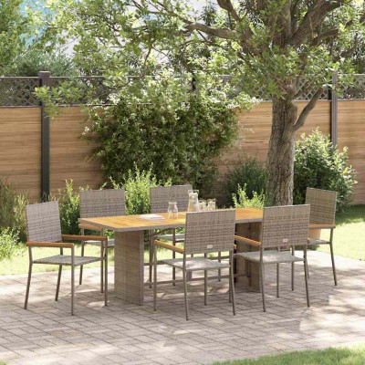 Conjunto de Comedor de Jardín 7 pcs Gris 190 x 80 x 75 cm