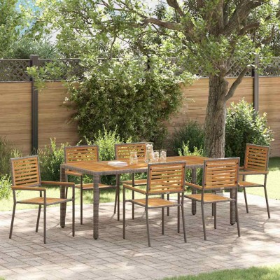 Conjunto de Comedor de Jardín 7 pcs Gris 190 x 90 x 75 cm