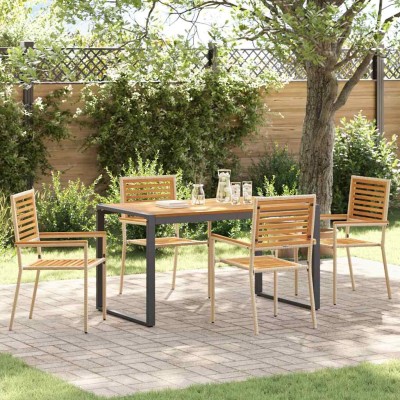 Conjunto de Comedor de Jardín 5 pcs Beige 140 x 80 x 75 cm