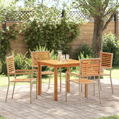 Conjunto de Comedor de Jardín 5 pcs Beige Poliratán