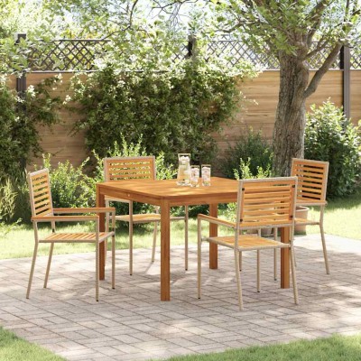 Conjunto de Comedor de Jardín 5 pcs Beige Poliratán