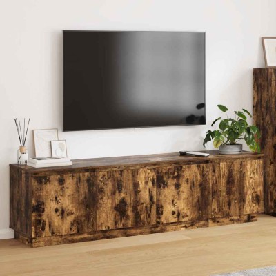 Mueble de TV con LED Roble ahumado 180 x 38 x 49 cm