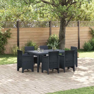 Conjunto de Comedor de Jardín 7 pcs Antracita Ratan Polt