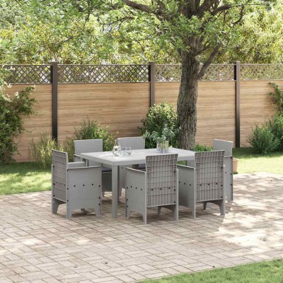Conjunto de Comedor de Jardín 7 pcs Gris Claro Ratan Polt