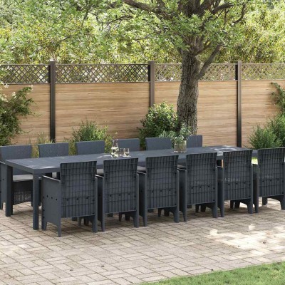 Conjunto de Comedor de Jardín 13 pcs Antracita Ratan Polt
