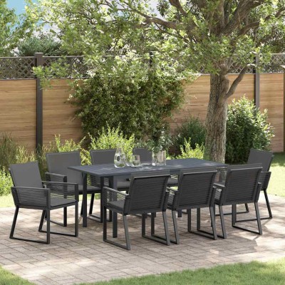 Conjunto de Comedor de Jardín 9 pcs Antracita