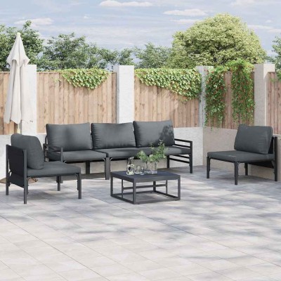 Conjunto de sofá de jardín 6 pcs Antracita Acero