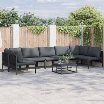 Conjunto de sofá de jardín 8 pcs Antracita Acero