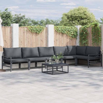 Conjunto de sofá de jardín 7 pcs Antracita Acero