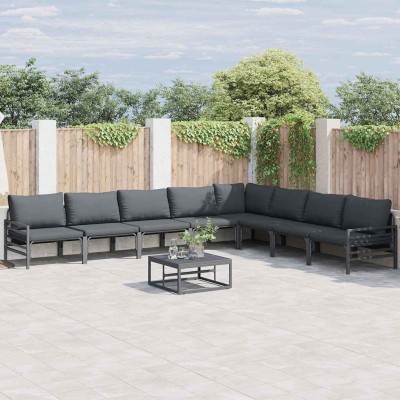 Conjunto de sofá de jardín 9 pcs Antracita Acero